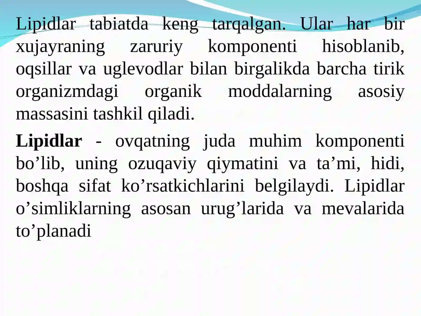 Lipidlаrning tuzilishi vа tаsnifi 3