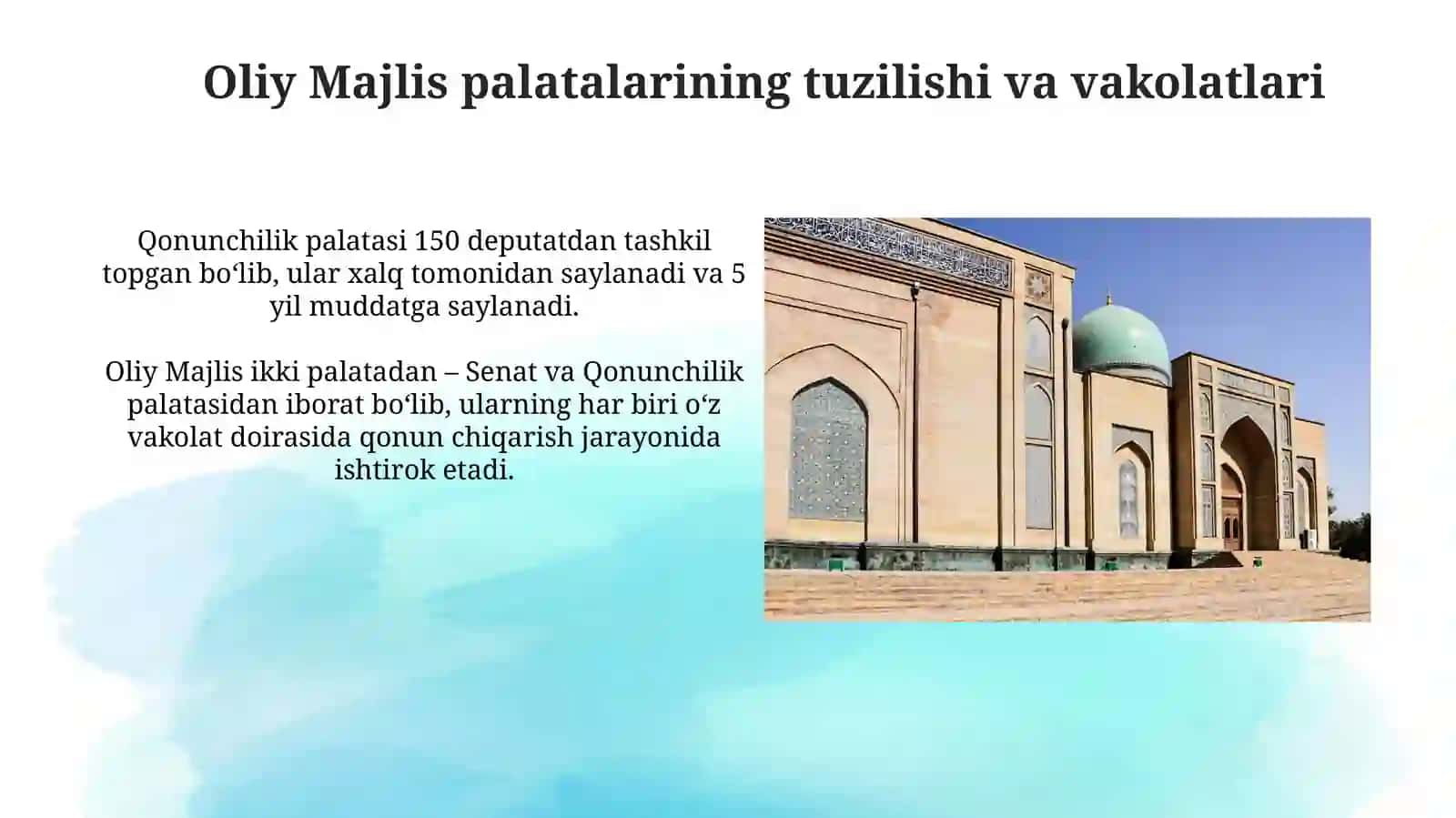 Oliy Majlisning Vakolatlari va Vazifalari 3