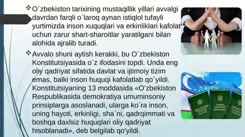 O’zbekistonda inson huquqlari va erkinliklari kafolatining yaratilishi 3