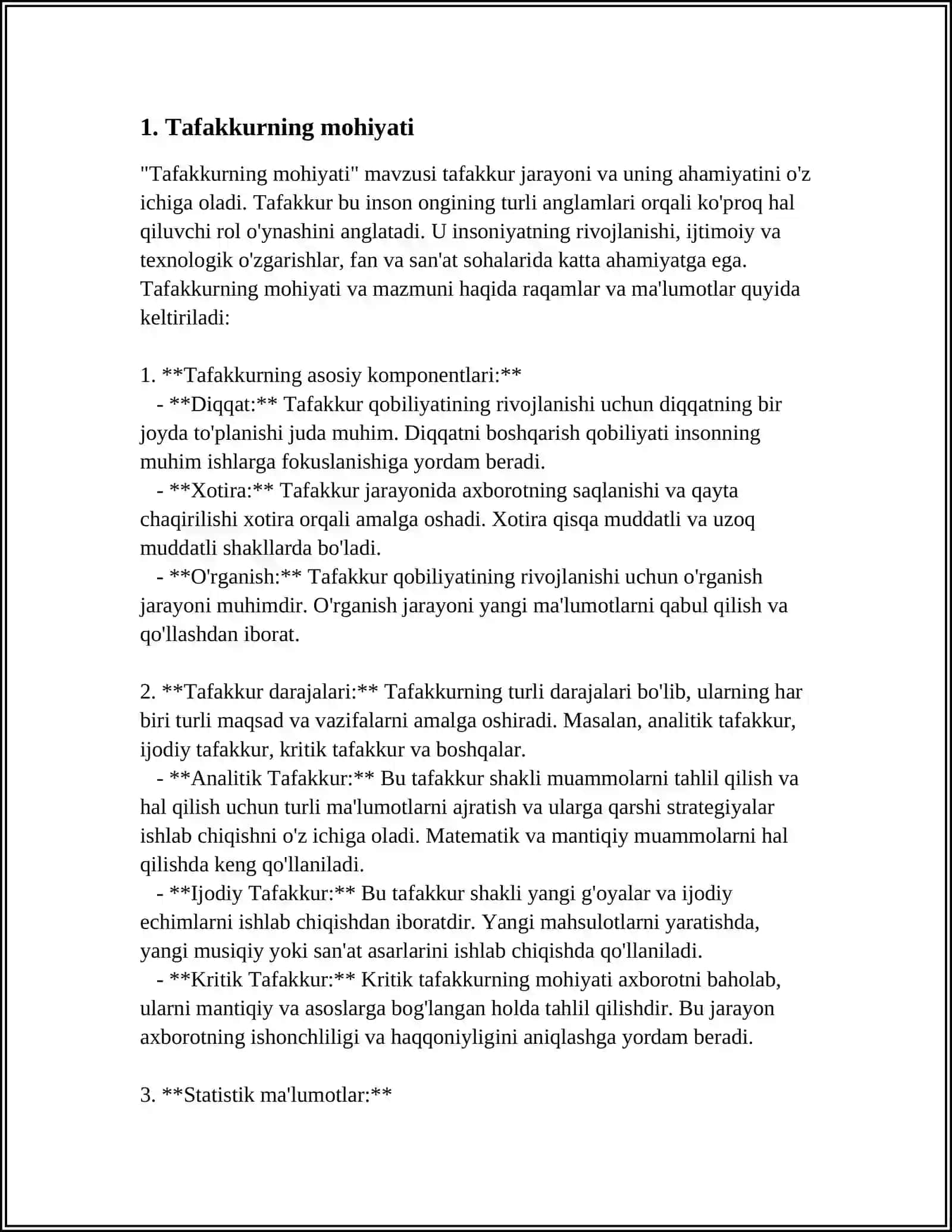 TAFAKKUR OPERATSIYALARI 3