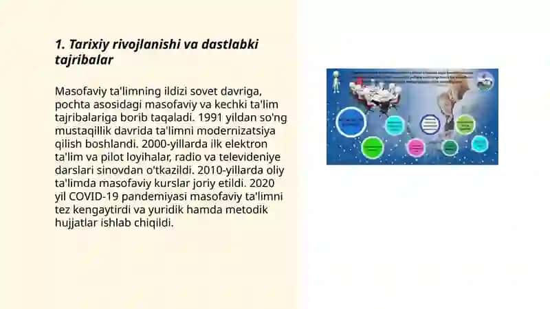 O’zbekiston Respublikasida masofadan oqitishning rivojlanishi va sohada olib borilayotgan kompleks ilojlar 3