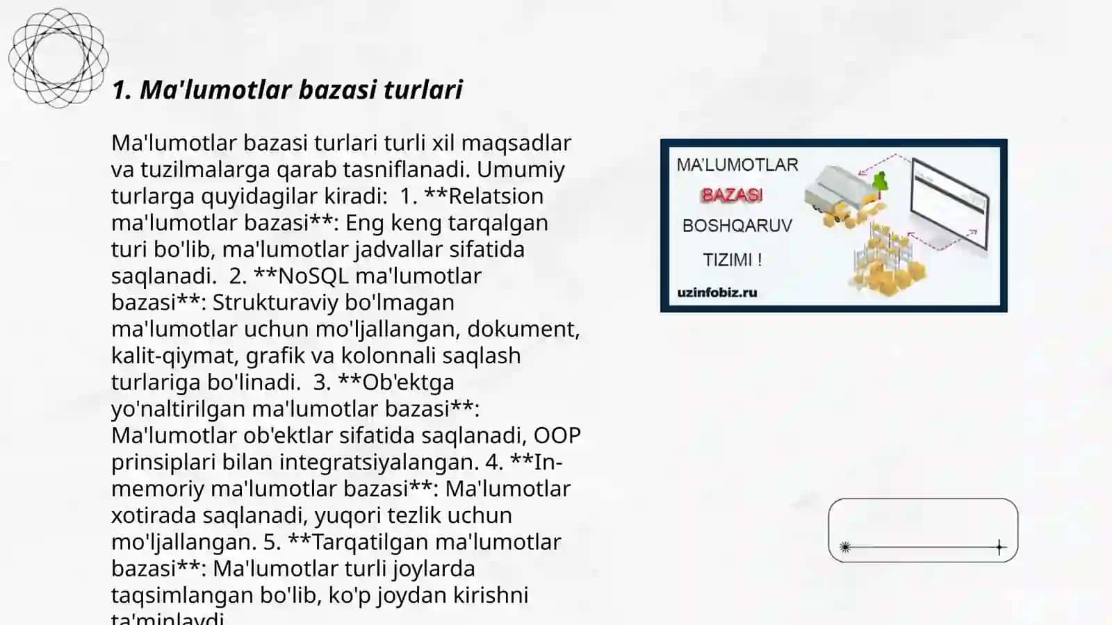 Ma'lumotlar Bazasi Modellari va Ma'lumot Turlari 3