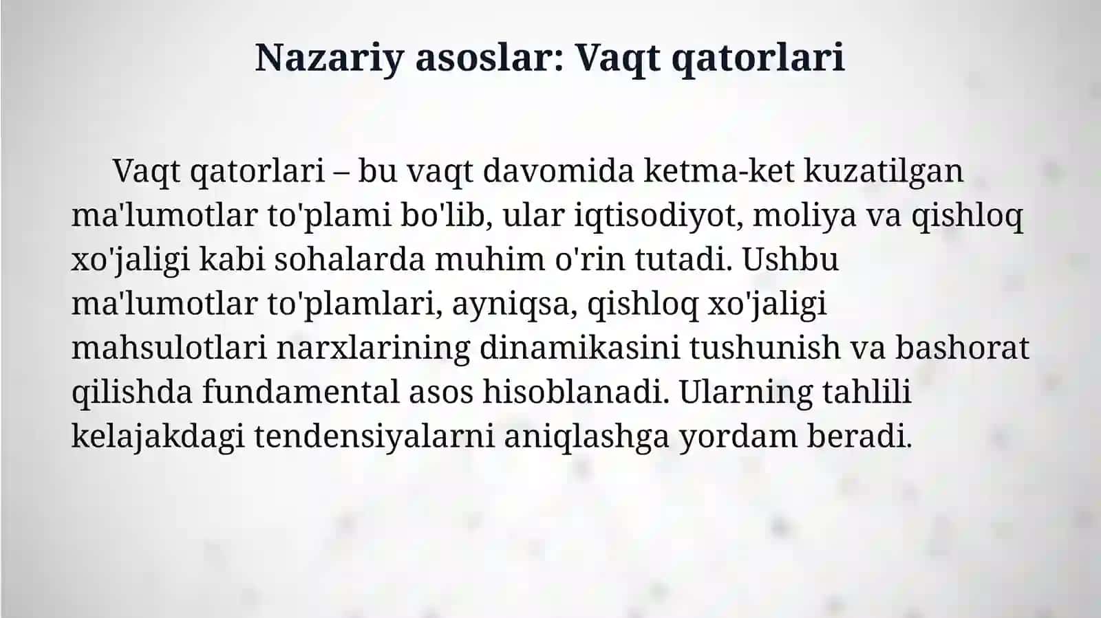 Qishloq xo‘jaligi mahsulotlari bozor narxlarining vaqt qatorlarini regression tahlil qilish dasturiy vositasi 3