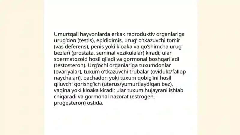Umurtqali hayvonlarni koʻpayishi va rivojlanishi 3