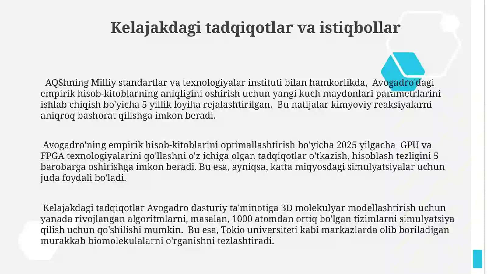 Avogadro dasturida empirik hisob-kitoblar 3