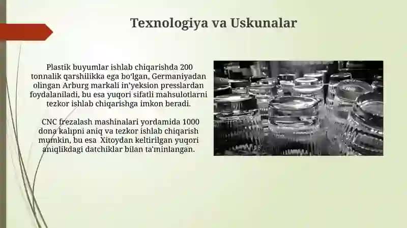 Plastik idishlar ishlab chiqarish loyiha 3
