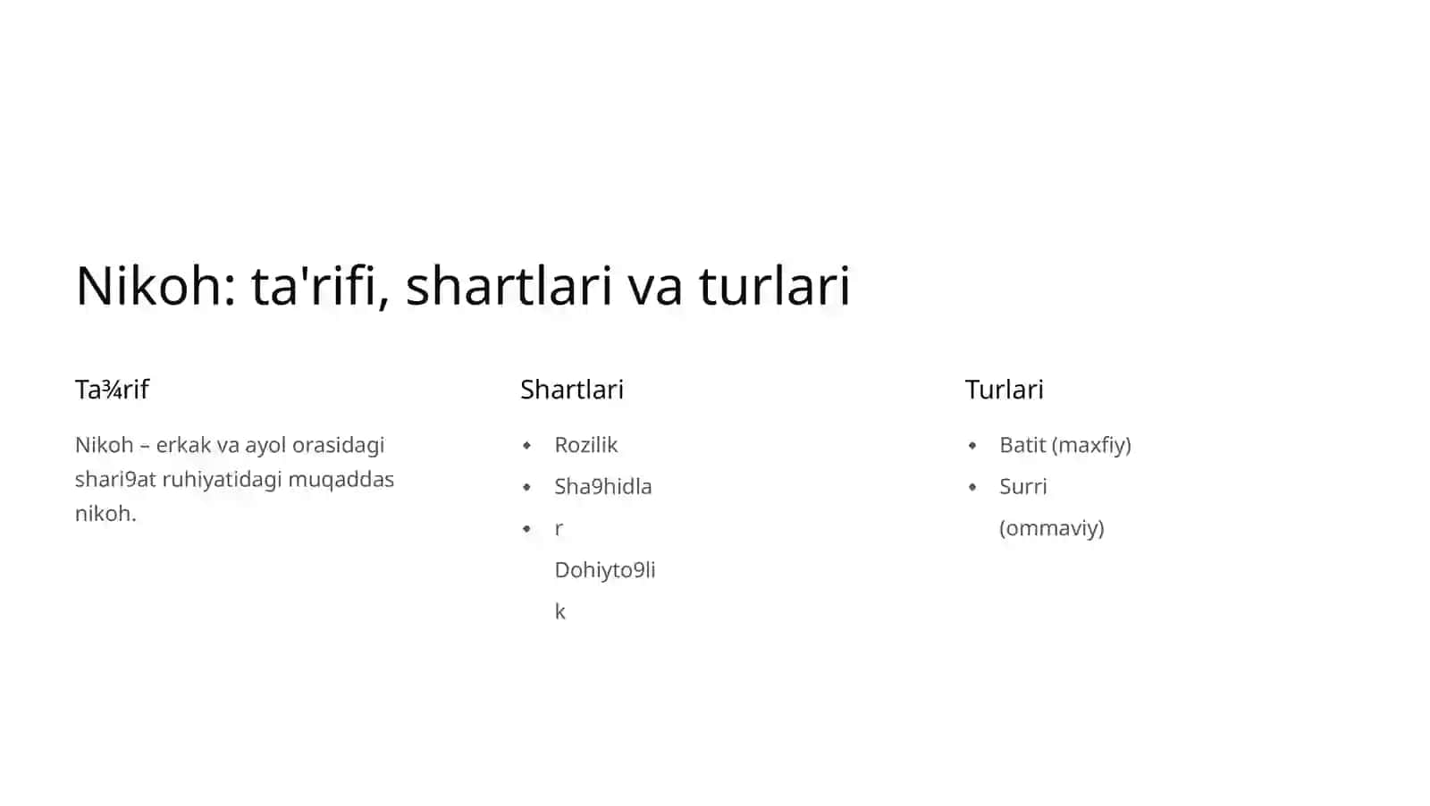Islom huquqshunosligida oila, nikoh, taloq, ziyor tushunchalari 3