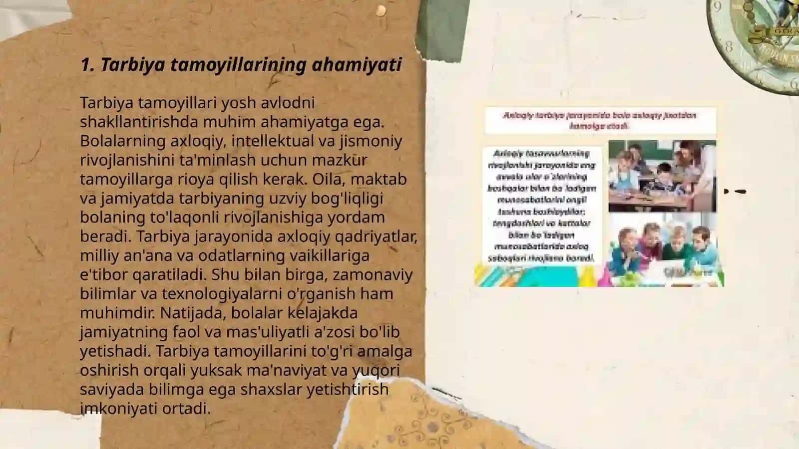 Ixtisoslashgan maktabda tarbiya tamoyillari, turlari, tarbiyaning mohiyati 3