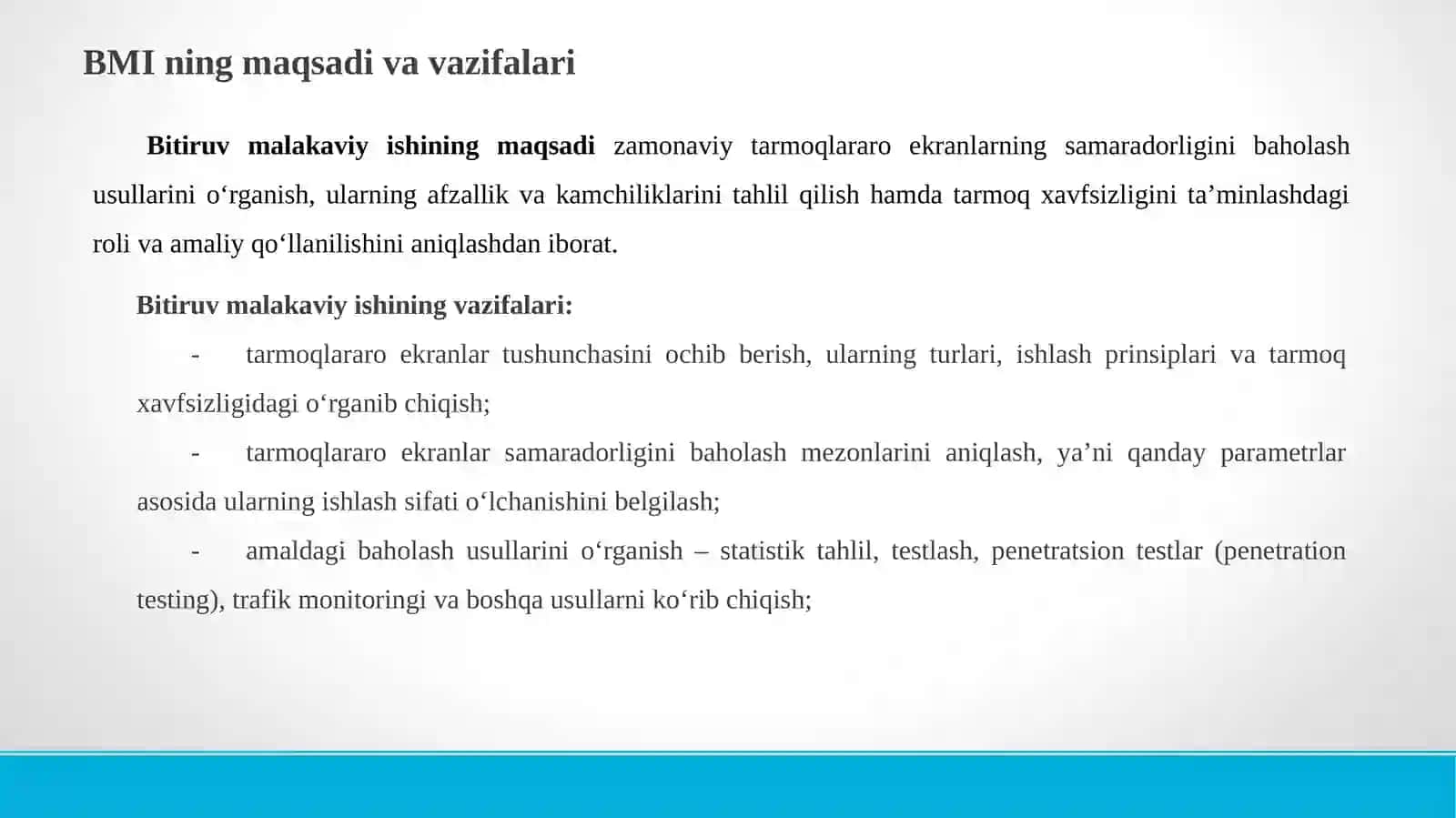 Tarmoqlararo ekranlarning samaradorligini baholash usullari 3