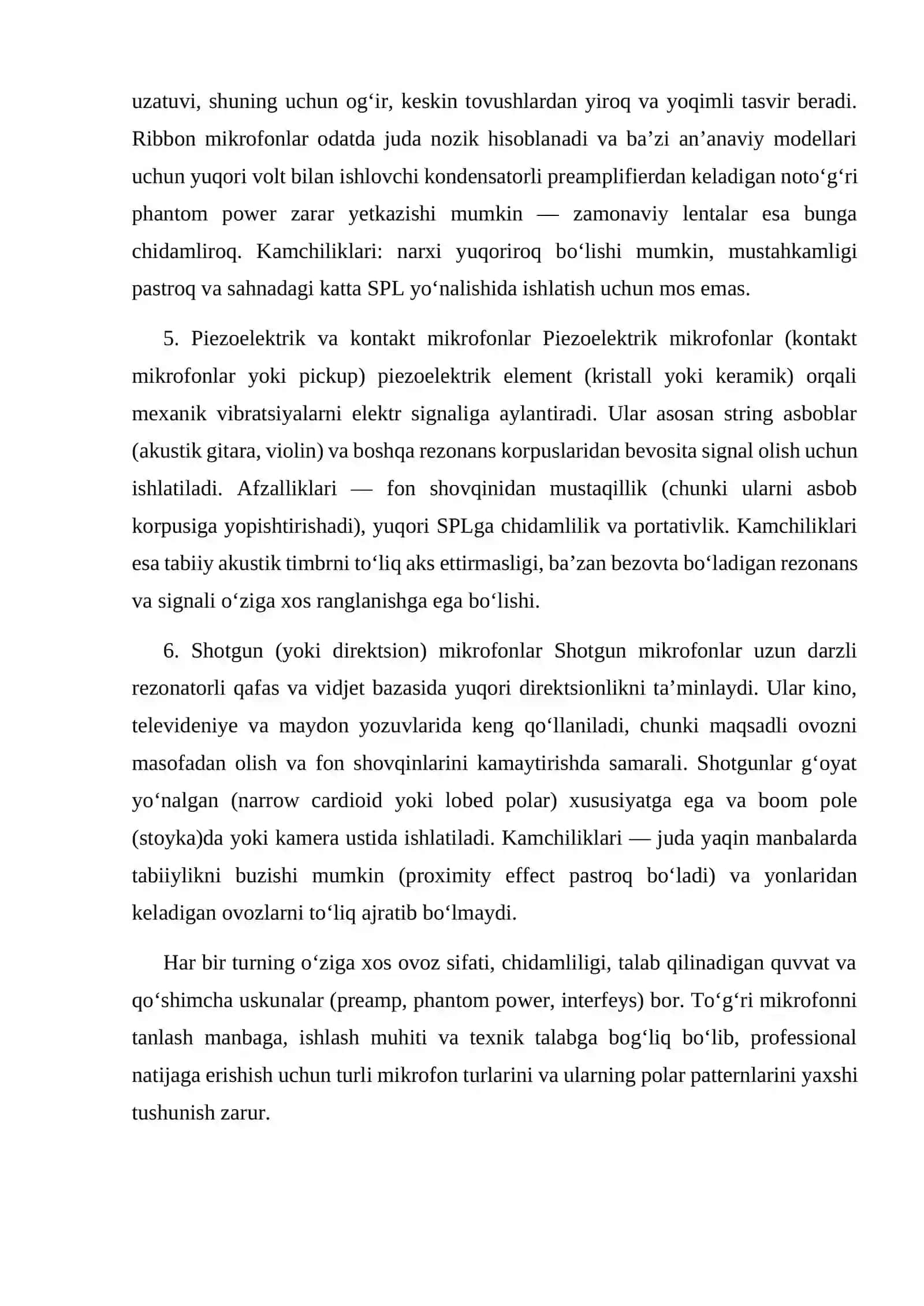 Mikrofon turlari va ularning qo'llanilishi 3