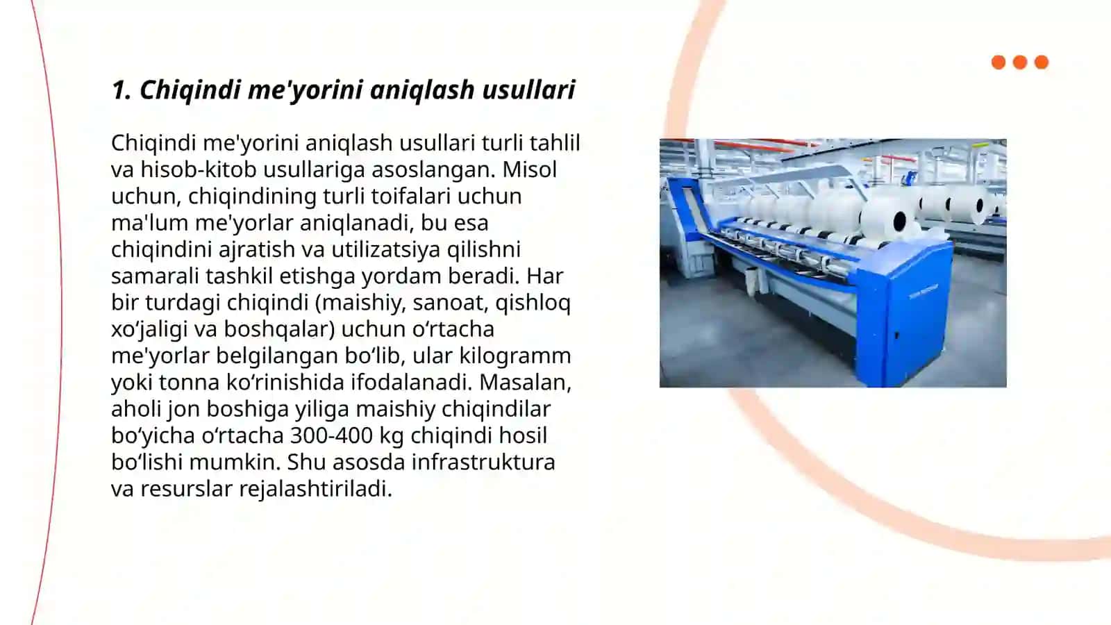 Sanoat korxonasida chiqindini hosil bolish meyorini aniqlash 3