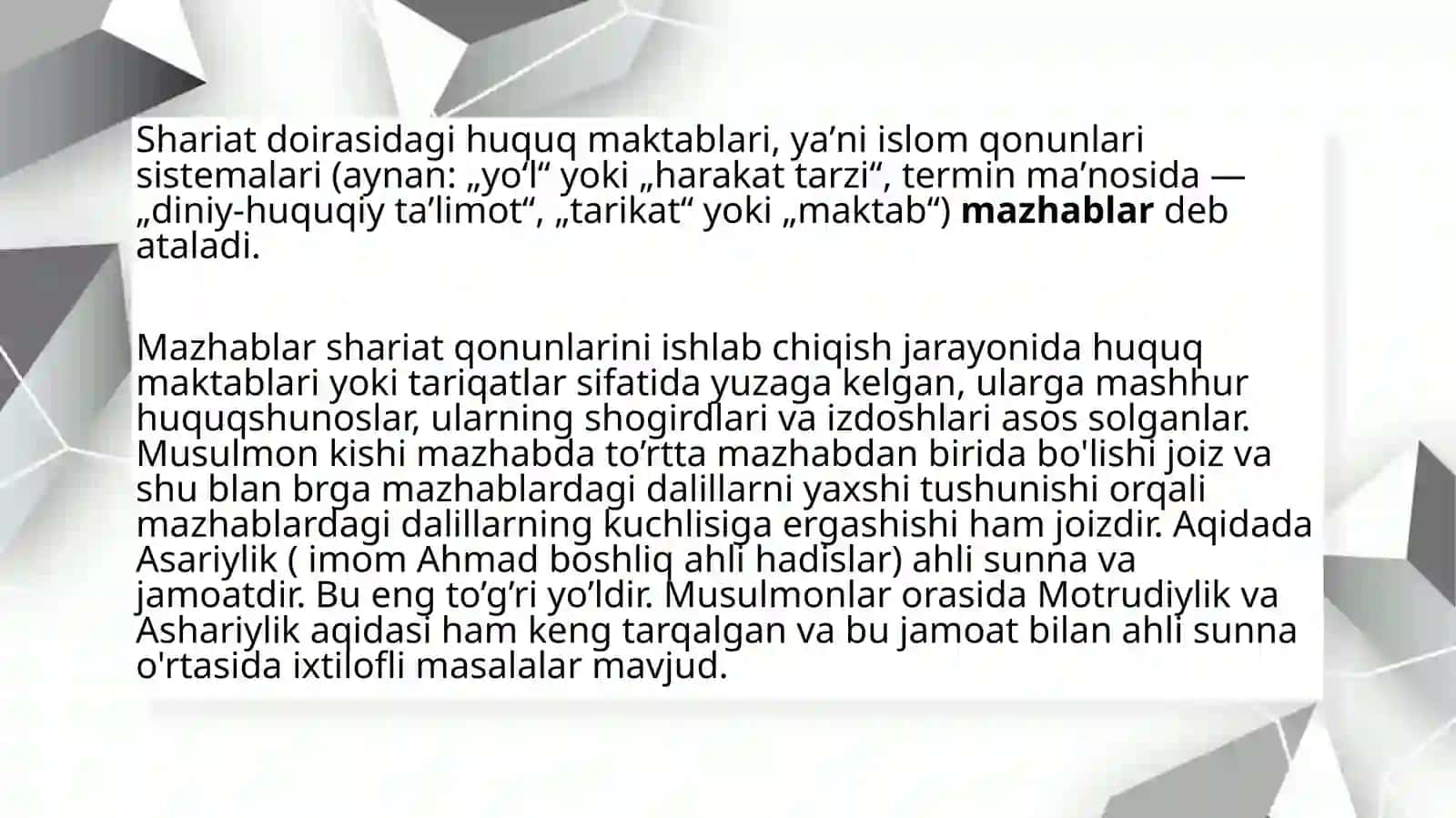 4-mazhab va ular haqida tushuncha 3