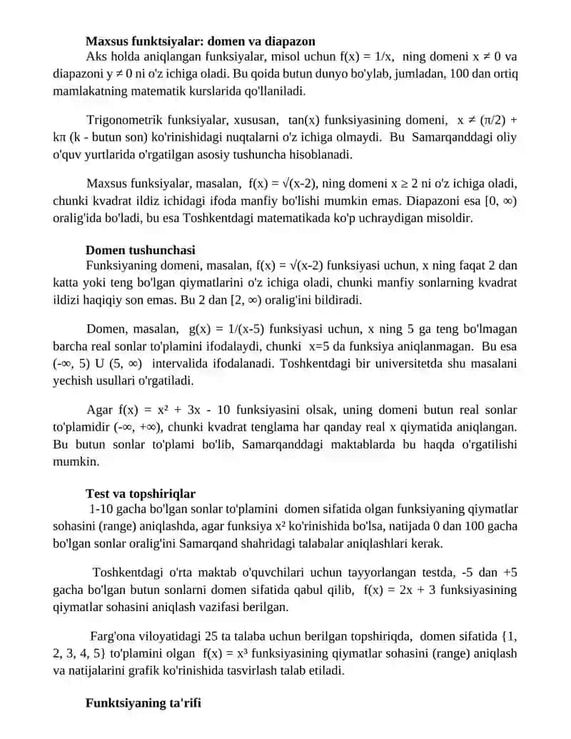 Funktsiyaning aniqlanish va qiymatkar sohasi 3