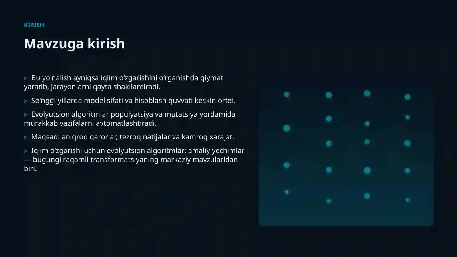 Premium taqdimot: Iqlim oʻzgarishi uchun evolyutsion algoritmlar 3