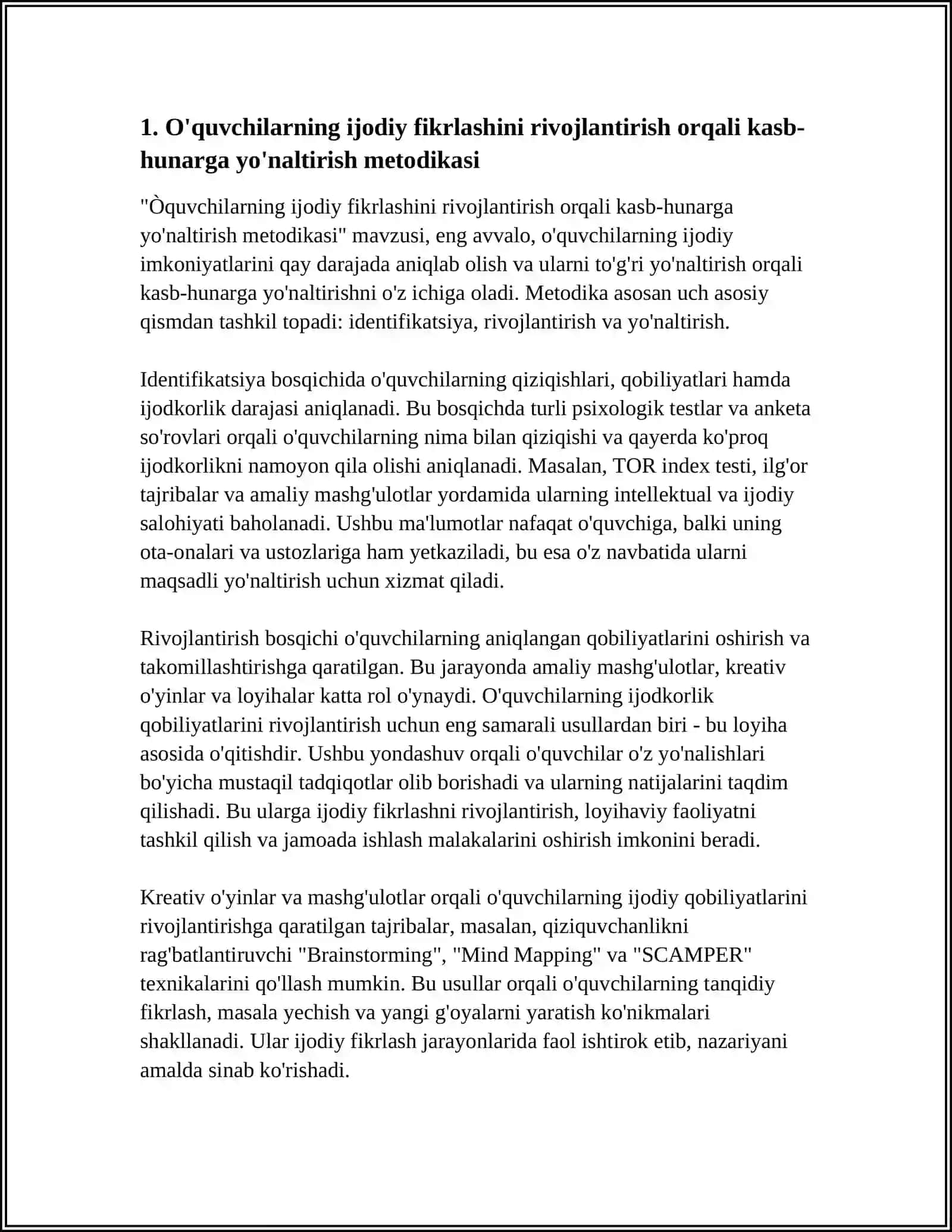 ÒQUVCHILARNING IJODKORLIK QOBILYATINI RIVOJLANTIRISH ORQALI KASB-HUNARGA YÒNALTIRISH 3