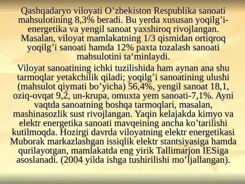 Respublikamizda sanoatlashgan viloyatlar va ularning tashqi muhitga salbiy ta’siri 3