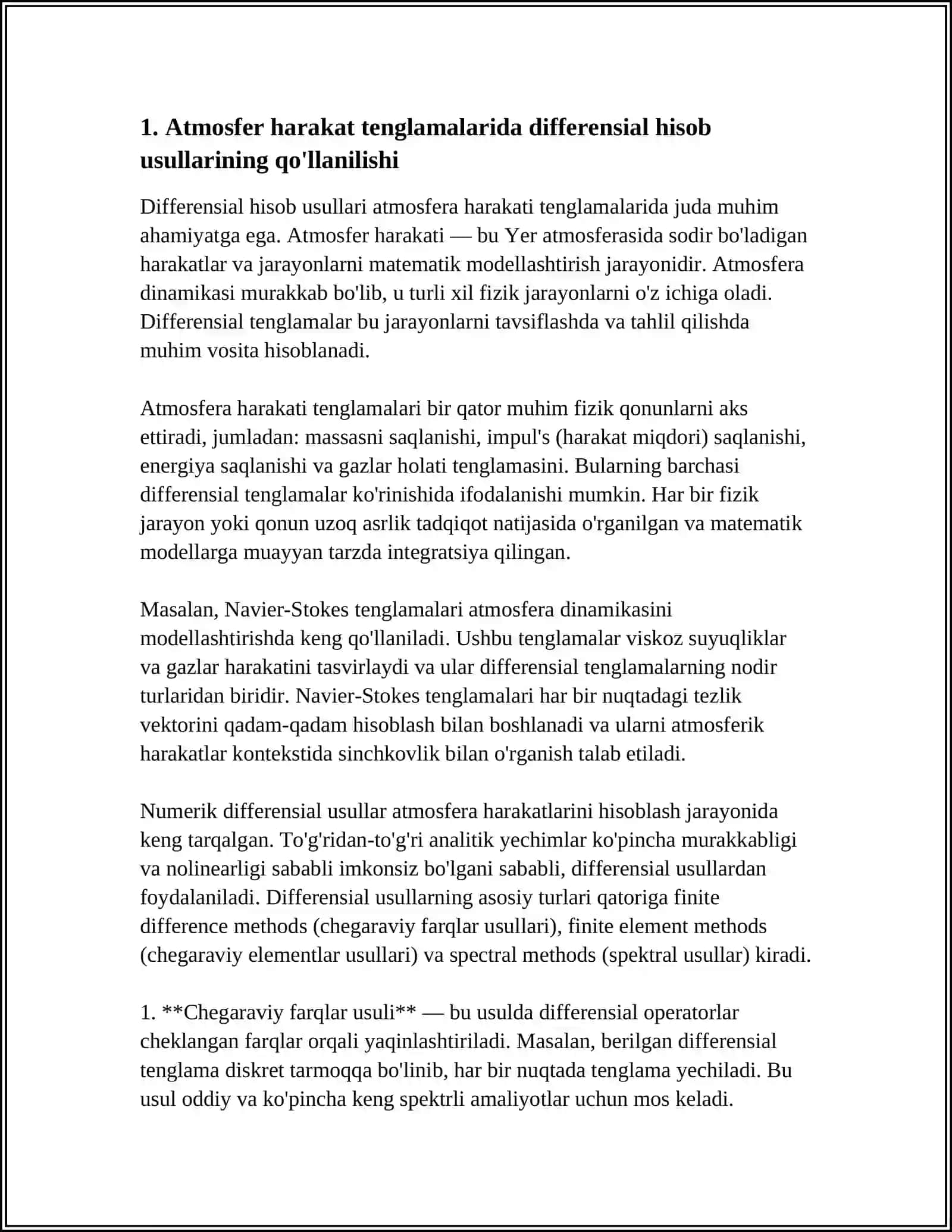 IQLIM VA OB-HAVONI MODELLASHTIRISHDA DIFFERENSIAL HISOB TADBIQLARI 3
