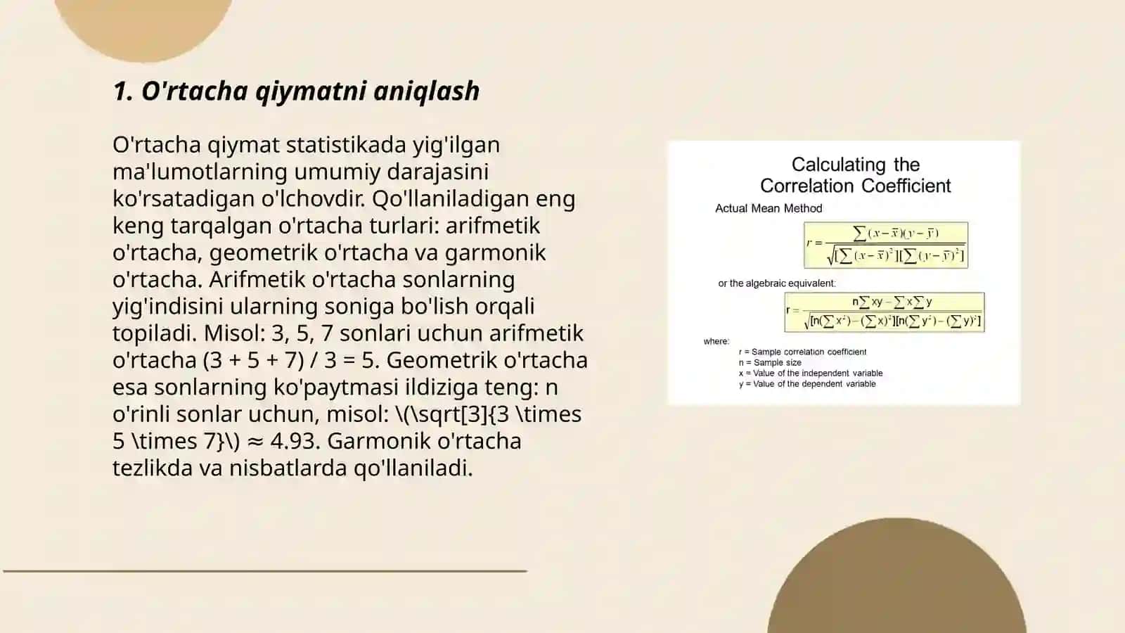 O'rtacha qiymatni aniqlash 3