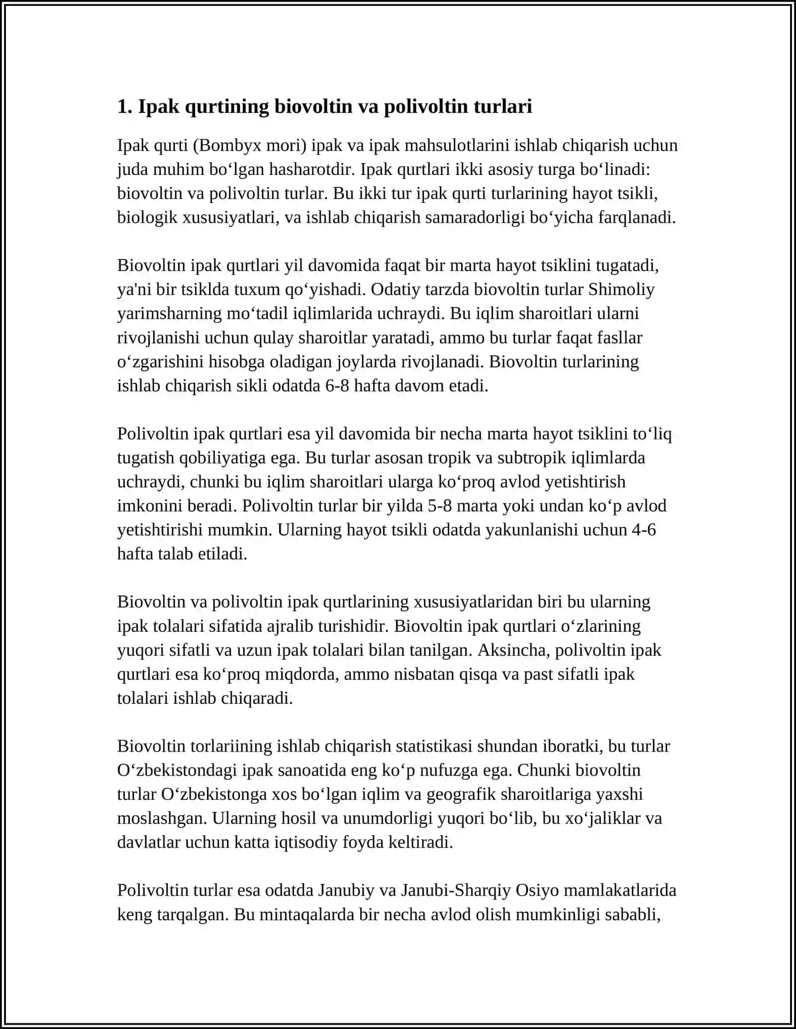 IPAK QURTINIG BIVOLTIN VA POLIVALTIN PARODALARI 3