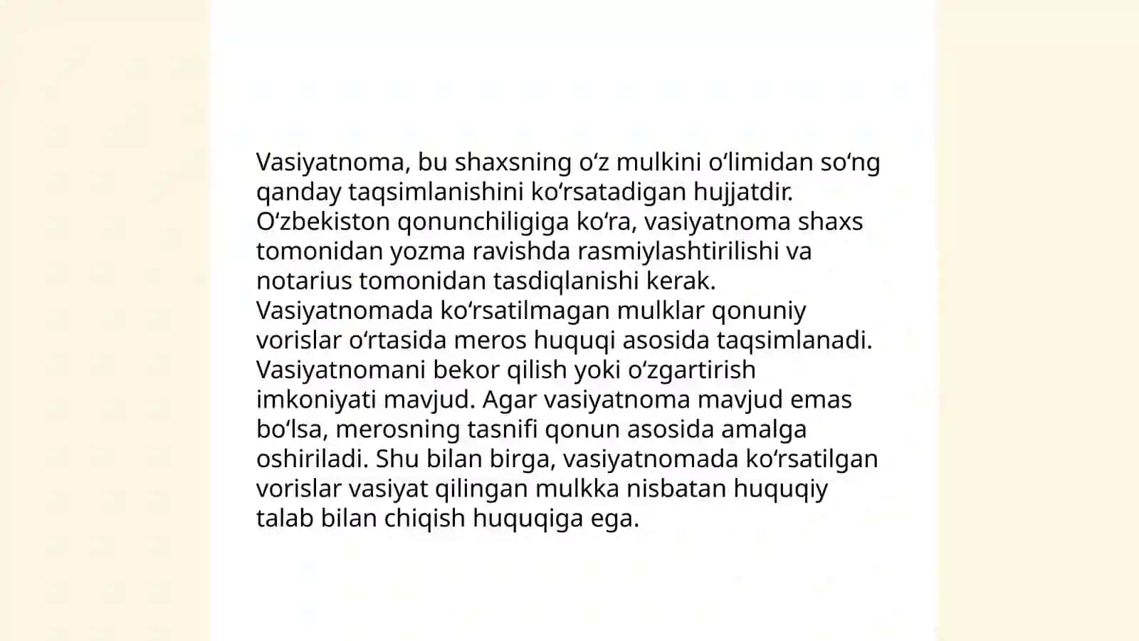 Davlat tilida ish yuritish fanidan Vasiyatnoma mavzusida slayd 3