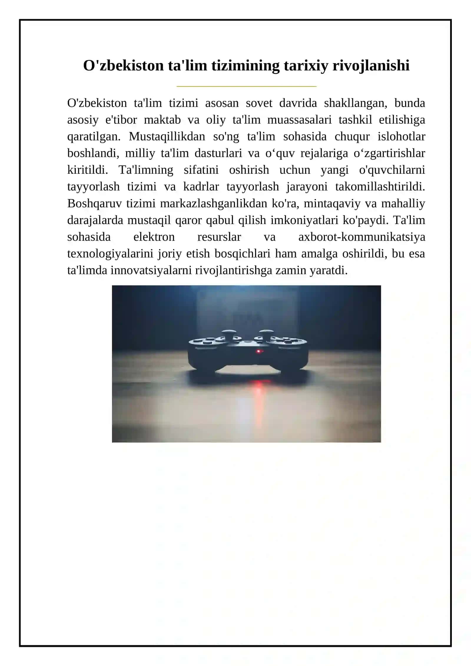 O'zbekiston ta'lim tizimidagi yutuq va kamchiliklar hamda ta'limda yangi loyihalar, novatsiya joriy qilish uchun taklif va yechimlar 3