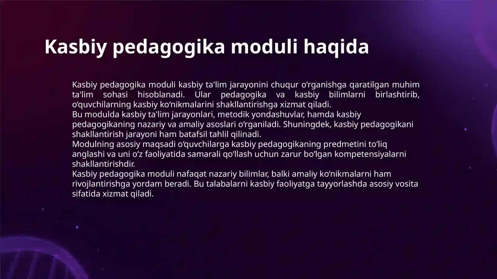 KASBIY PEDAGOGIKA MODULINING PRIDMETI 3