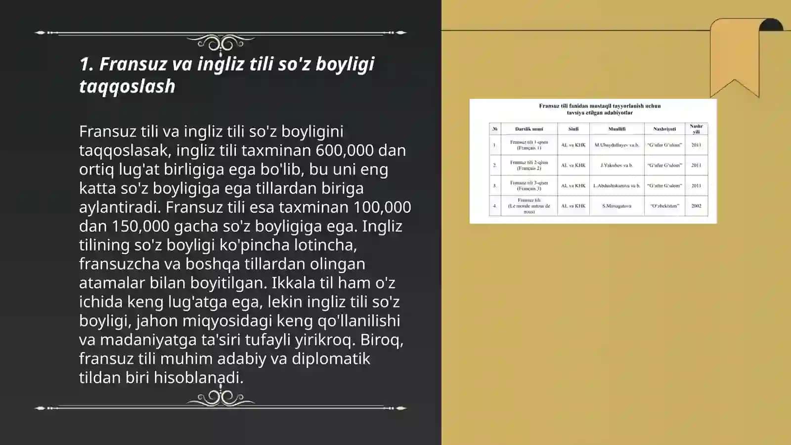 Fransuz tili va Ingliz tilining solishtirma lugatlari Raximova Ozoda 3