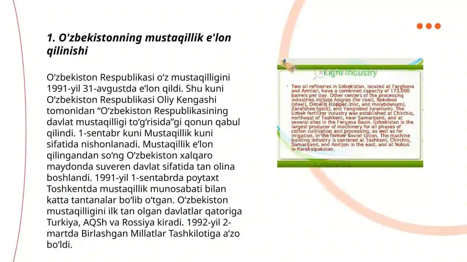O'zbekistonning o'ziga xos istiqlol va tarqqiyot yoʼli 3