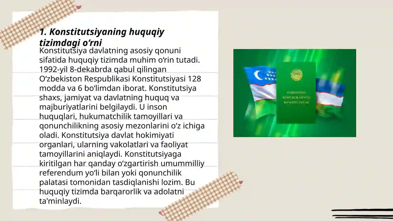 Konstitutsiyaning boshqa qonun hujjatlari bilan oʻzaro muvozanati 3