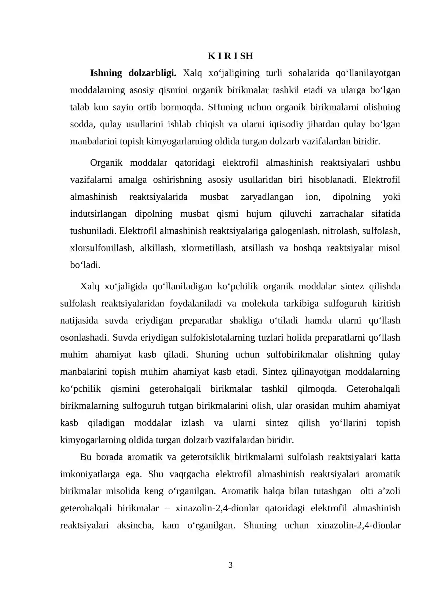 6-brоmхinazоlin-2,4-diоnlarni хlоrsulfоn kislоtasi bilan rеaktsiyalarini tadqiq qilish 3