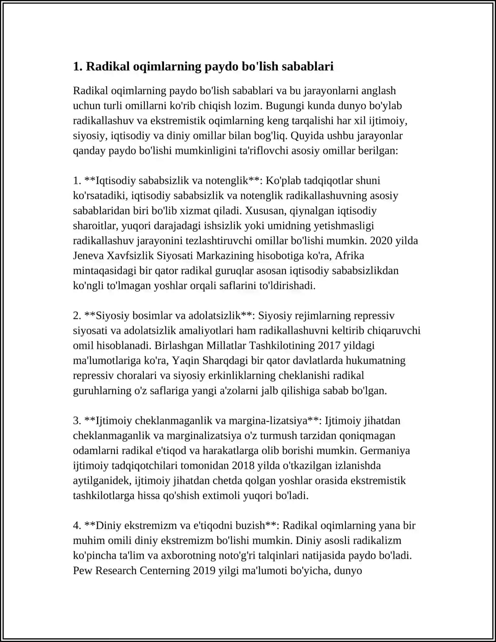 O‘ZBEKISTON DAVLAT SIYOSATIDA RADIKOL OQIMLARGA QARSHI KURASHISH KURSHNING YO‘NALISHI 3