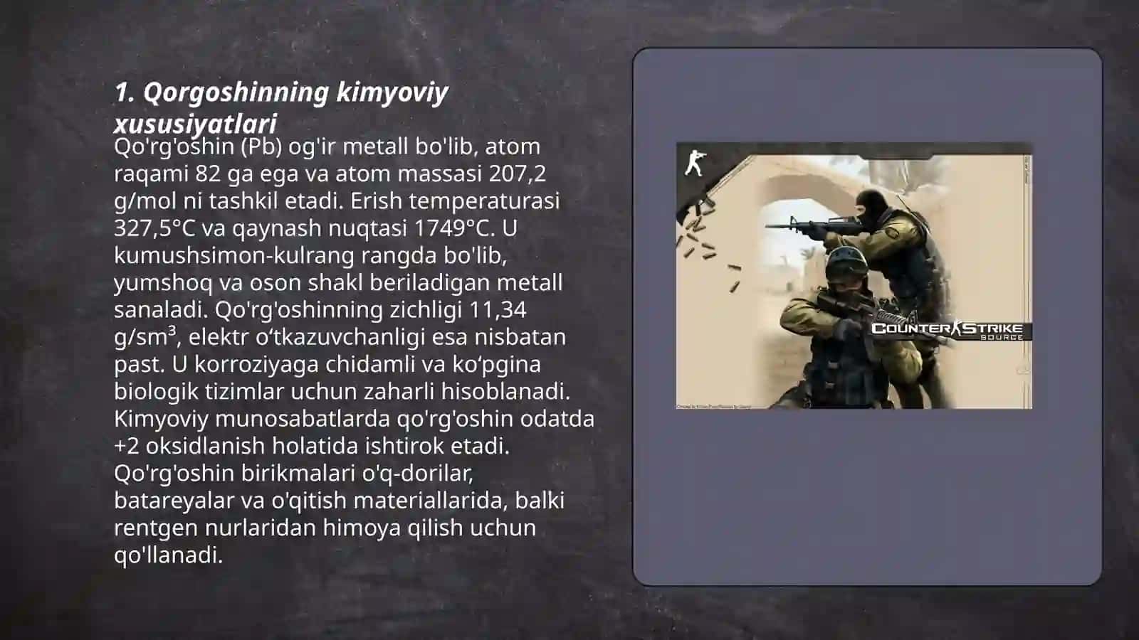 Qorgoshin va qalay birikmalari 3