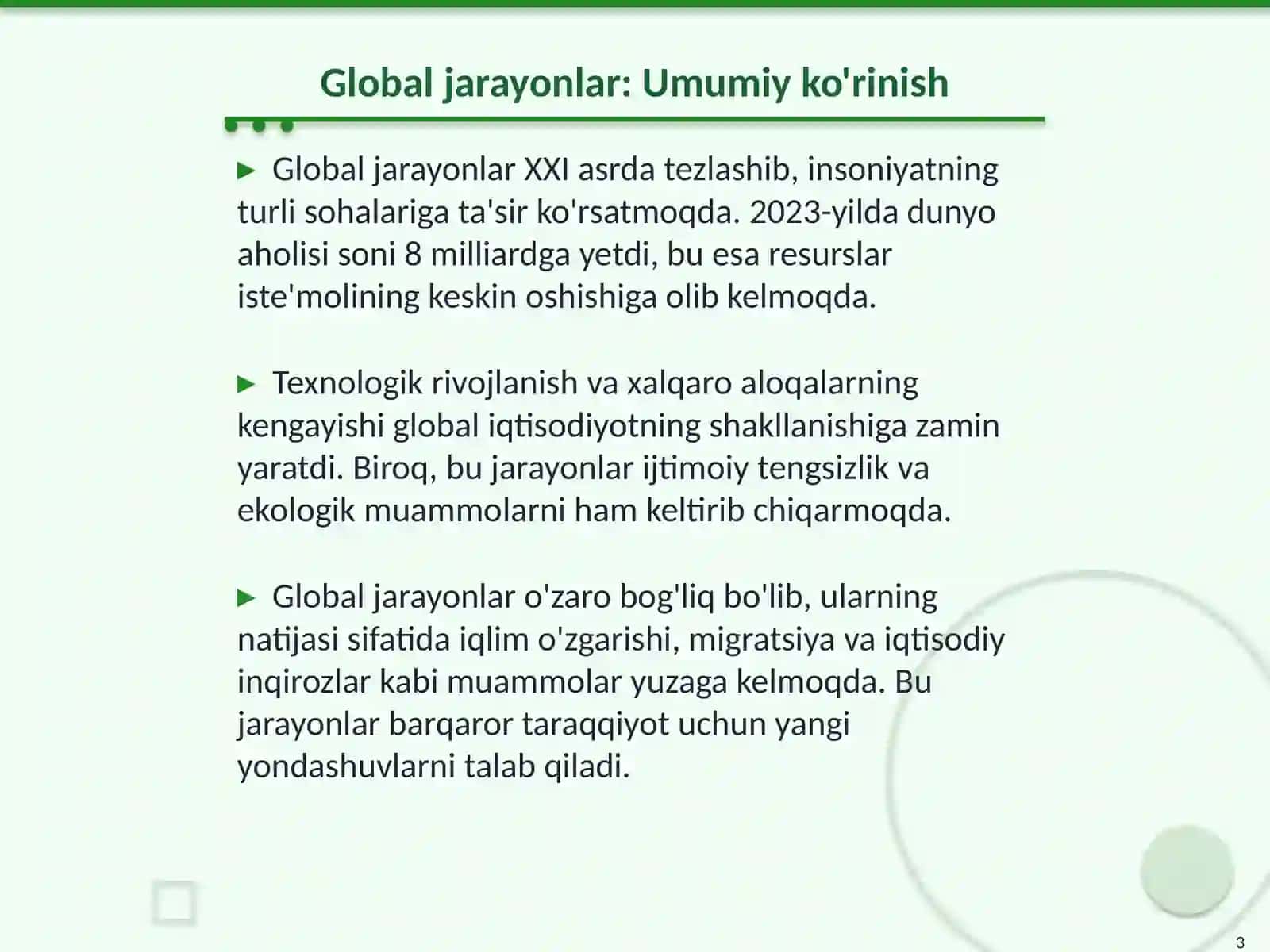 Global jarayonlar va barqaror taraqqiyot 3
