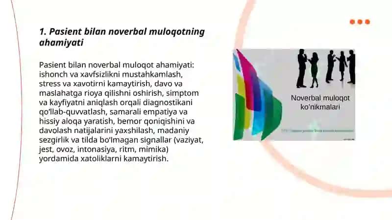 Pasient bilan noverbal muloqot konikmalari 3