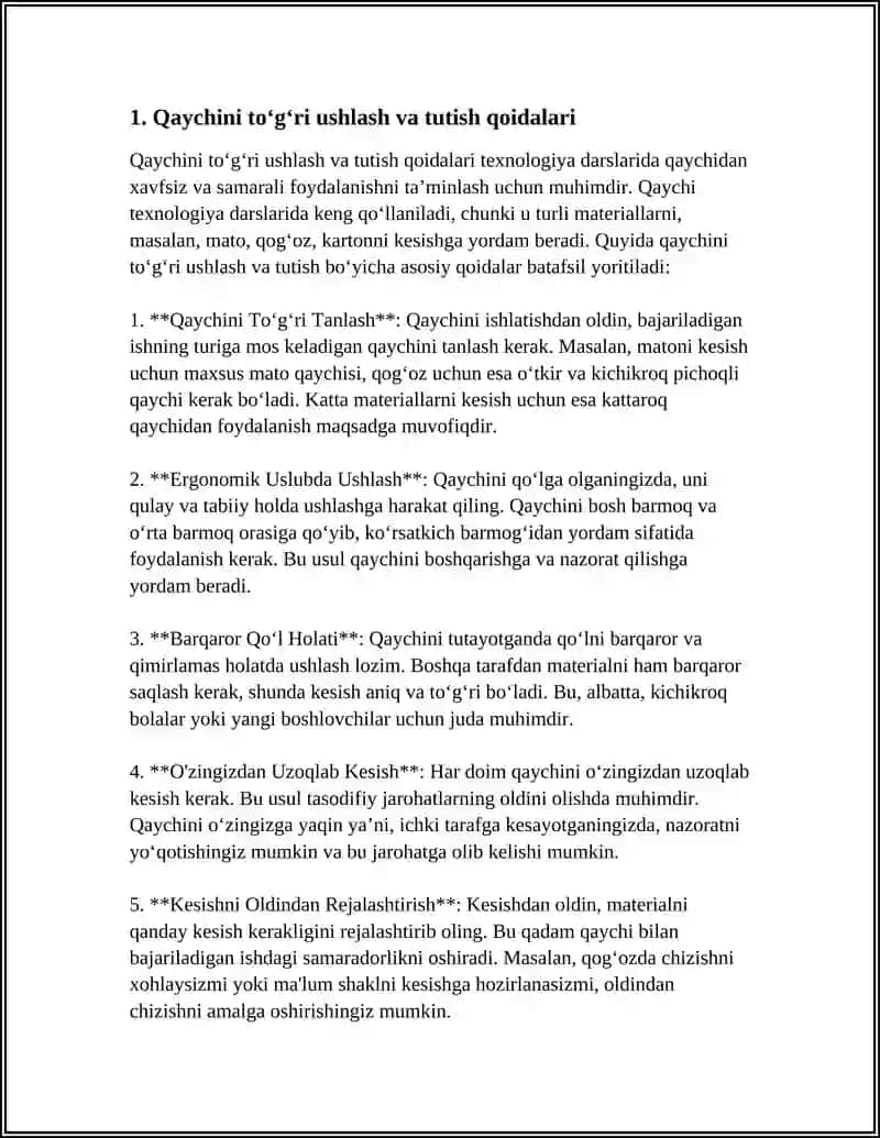 Qaychidan Foydalanish Qoidalari 3
