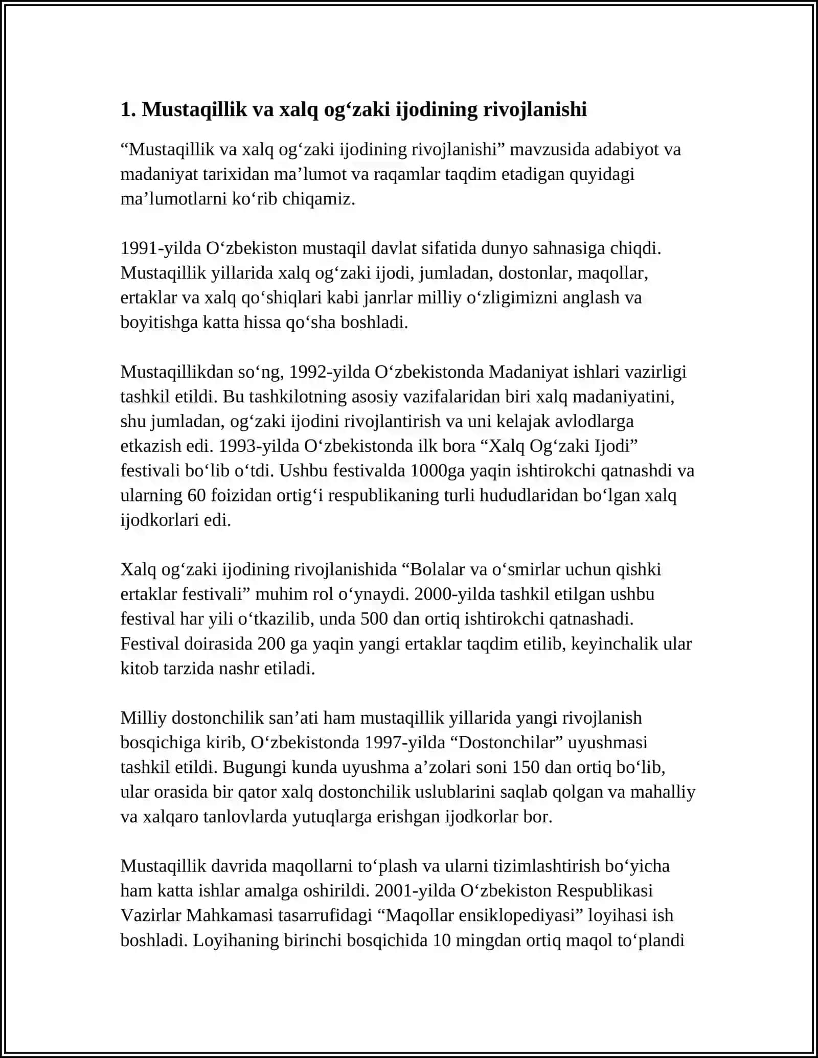 MUSTAQILLIK SHAROFATIDA XALQ OG‘ZAKI IJODINING DAVLAT MAQOMIGA ERISHUVI 3