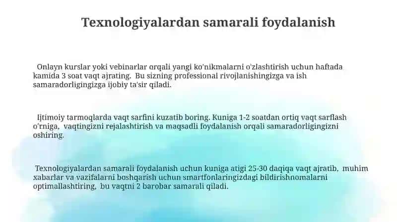 Texnologiyalardan samarali foydalanish 3