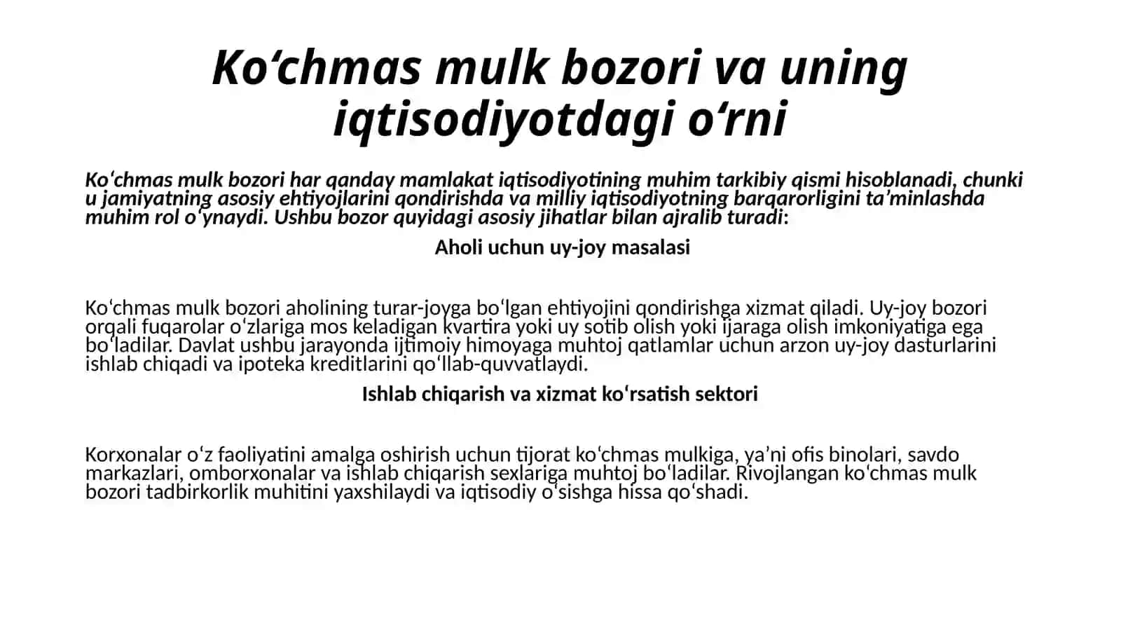 Ko'chmas mulk bozorining davlat tomonidan tartibga solinishi 3