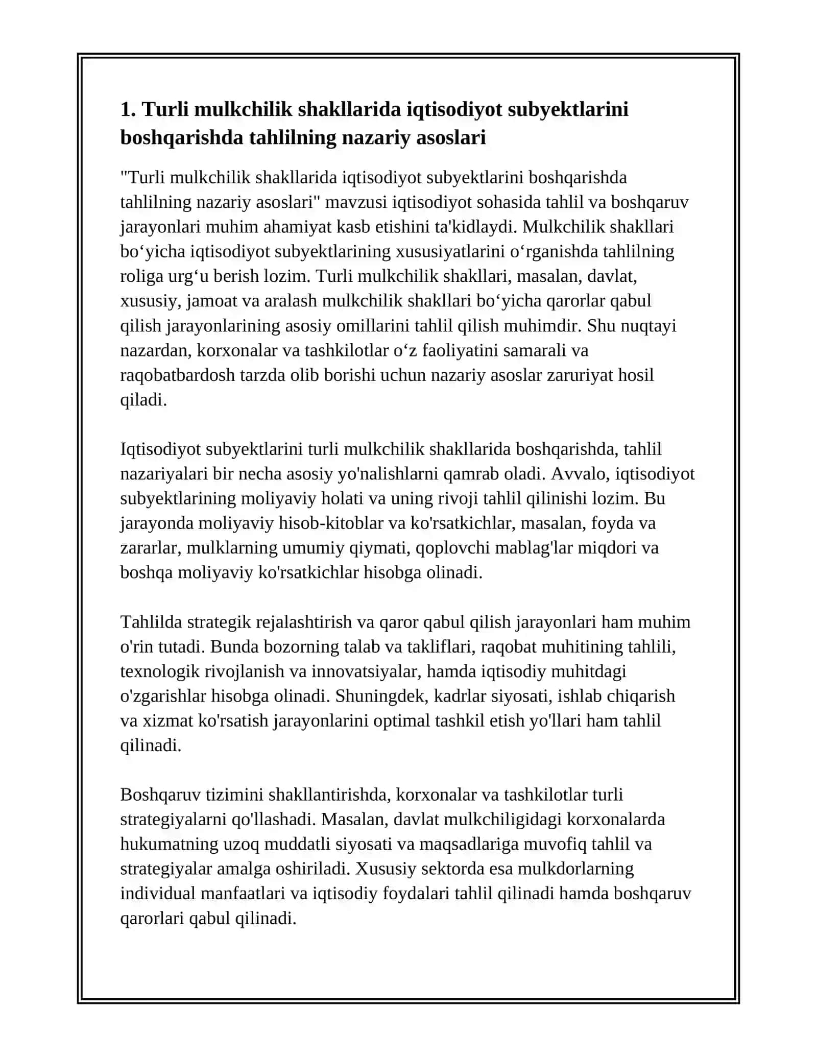 TURLI MULKCHILIK SHAKLIDA ISQSODIYOT SUBEKLARNI TUĞRI BOSHQARISHDA TAHLILNI ROLNI 3