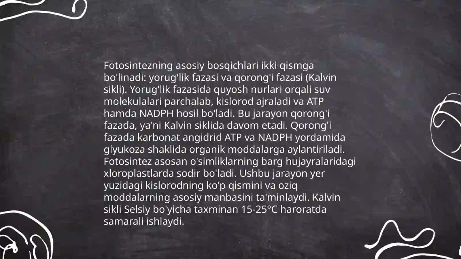 Fotosintez mavzusida masala va mashqlar tuzish 3