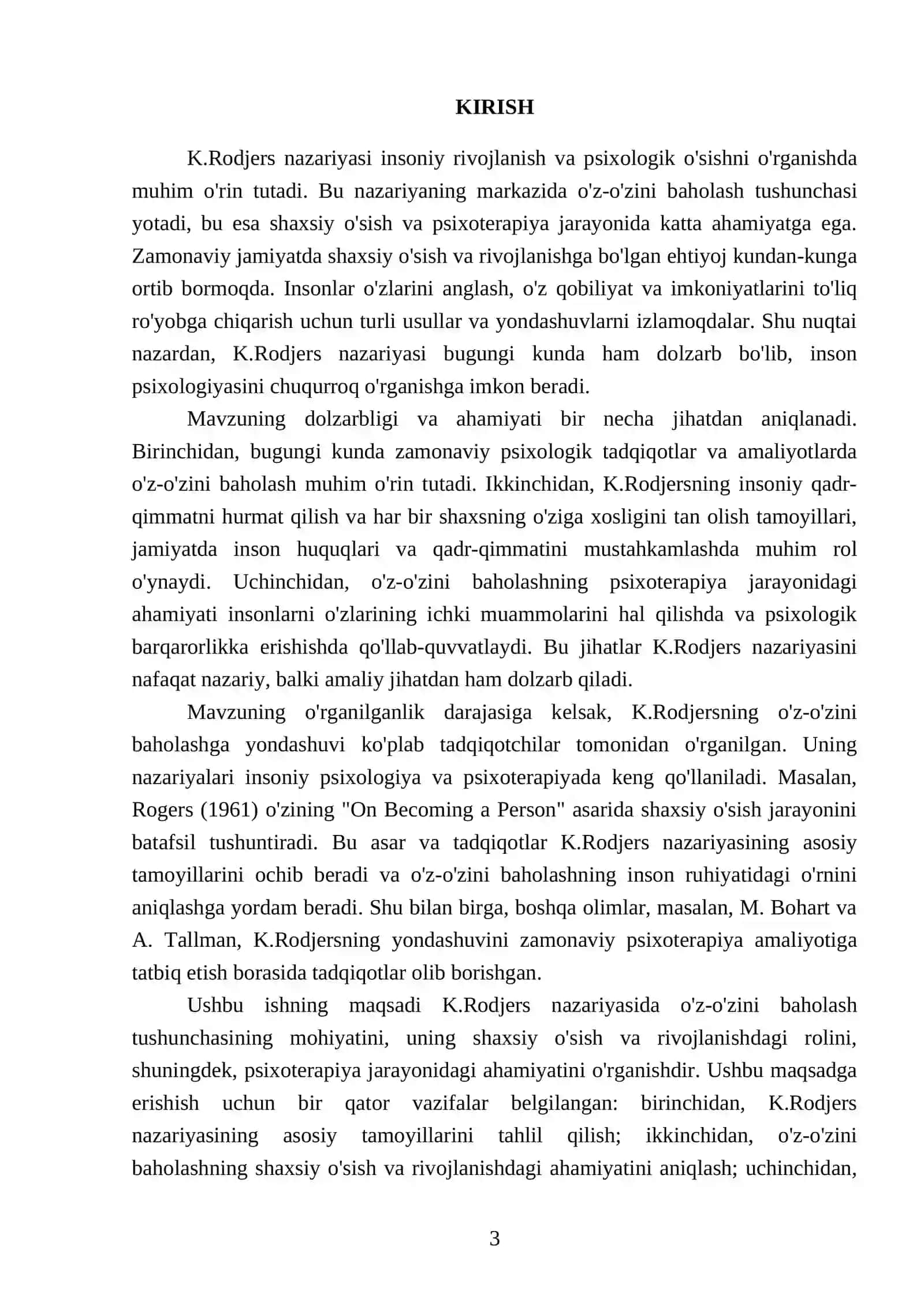 K.Rodjers nazariyasida oʼz-oʼzini baholashga yondashuv 3