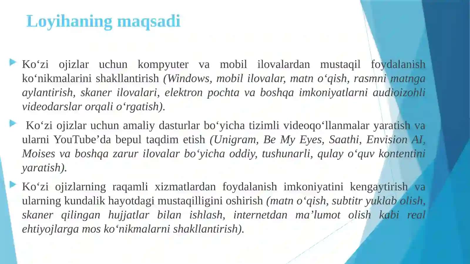 Ko`zi ojizlarni raqamli kompetensiyalarini rivojlantirish 3