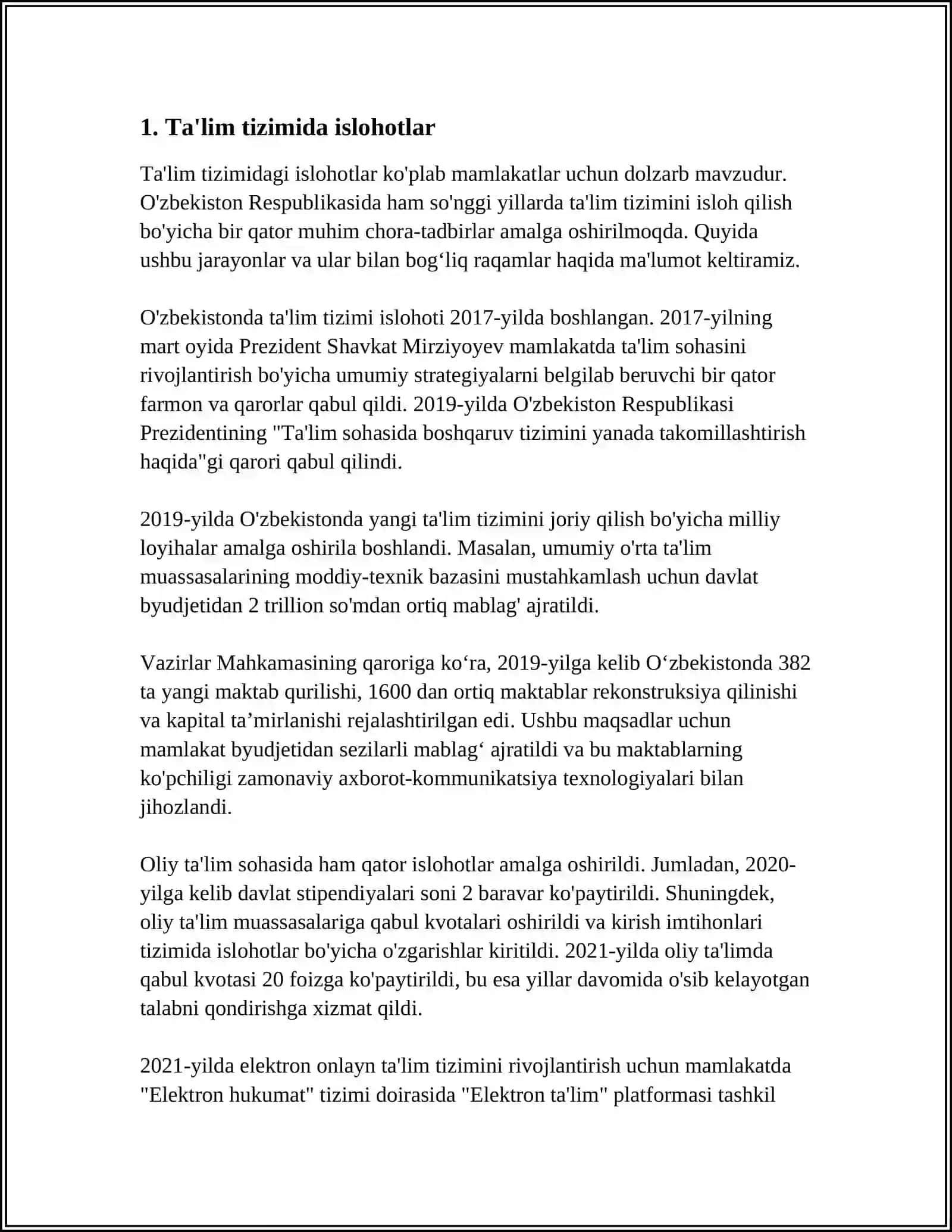 OʻZBEKISTON RESPUBLIKASIDA IJTIMOIY SOHADA AMALGA OSHIRILAYOTGAN ISLOHOTLAR 3