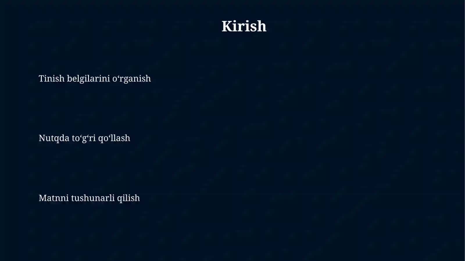 Tinishbelgilari 3