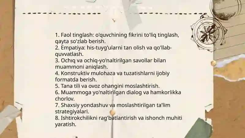 O'qituvchi va o'quvchi ortasidagi jonli muloqotni tashlik etish pedagogik nizolarni bartaraf etish 3