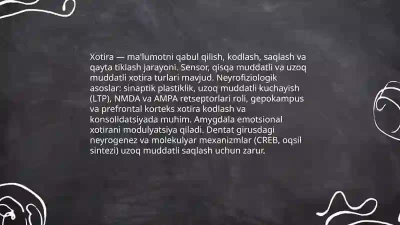 Xotira tushunchasi va uning nevrofiziologik asoslari 3