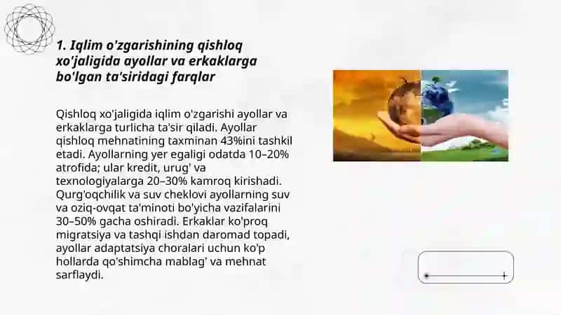Iqlim òzgarishi va gender tengsizligi: qishloq xòjaligi sohasidagi tadqiqot 3