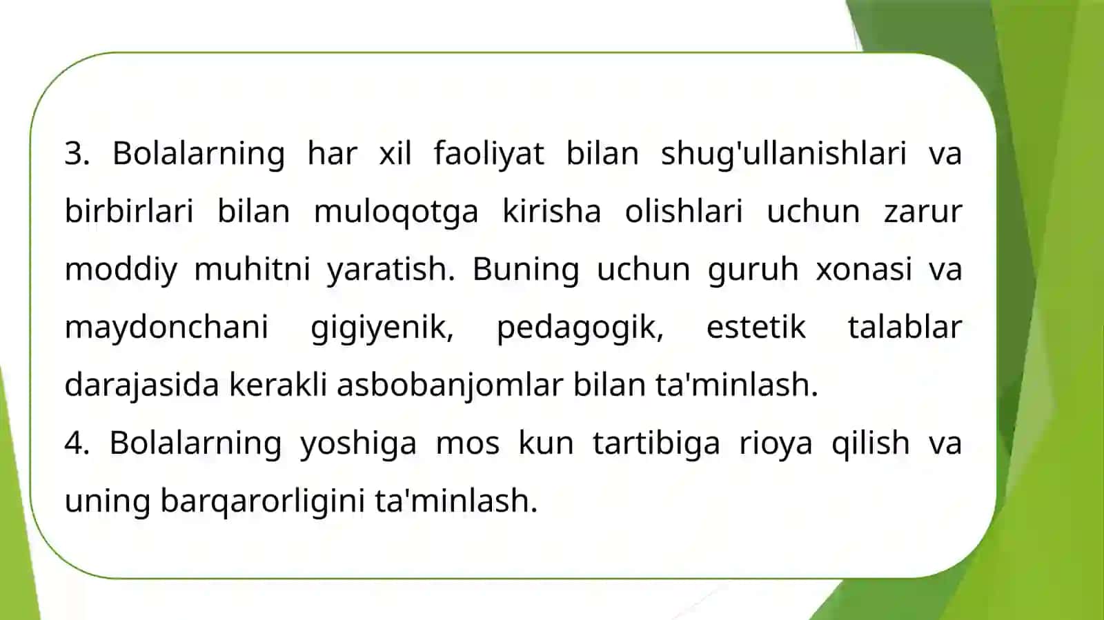 Maktabgacha ta’lim tashkilotlarida o’quv faoliyatini tashkil etish 3