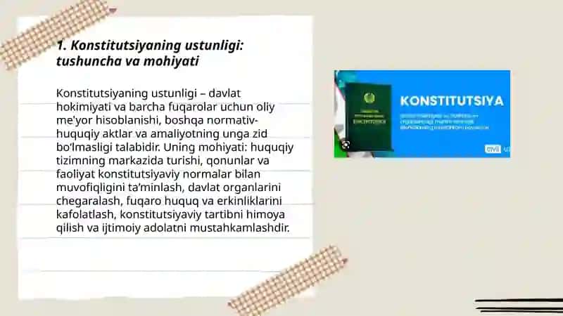 Konstitutsiyaning ustunligi va muhofazasi 3