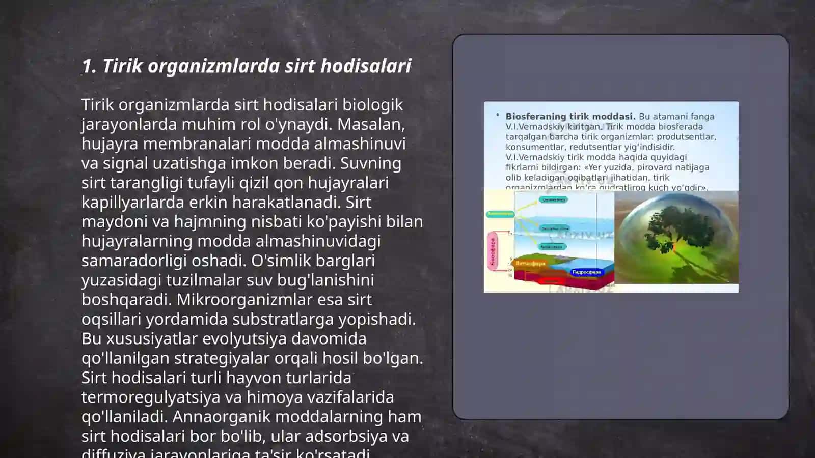 Tirik organizmlardagi sirt xodisalari va adsorbiya.Xromatografiya 3